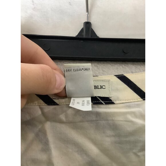 Banana Republic Factory Cotton Silk Blend Pleated Striped A-Line Skirt Women 2 - Picture 3 of 7